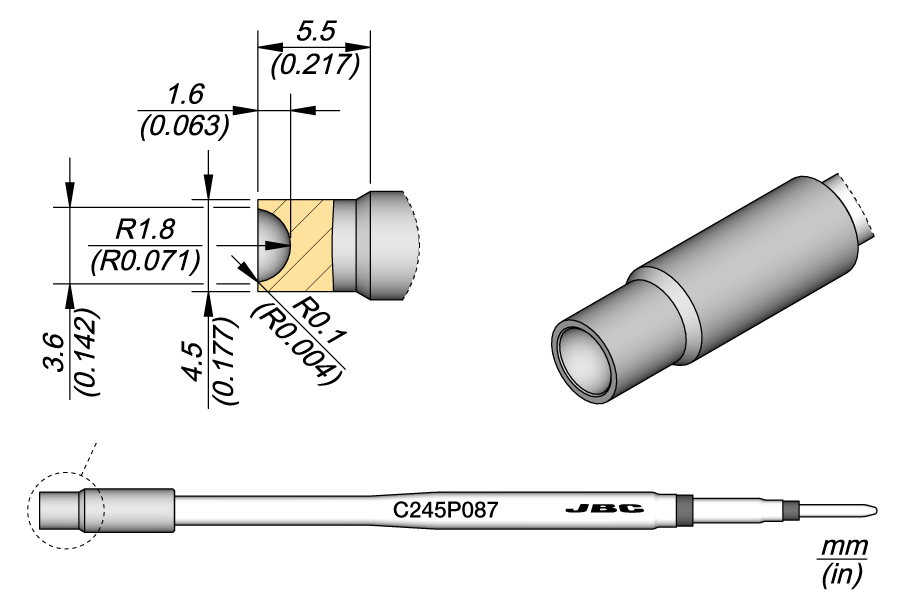 C245P087 - Heat Staking Cartridge Ø 3.6